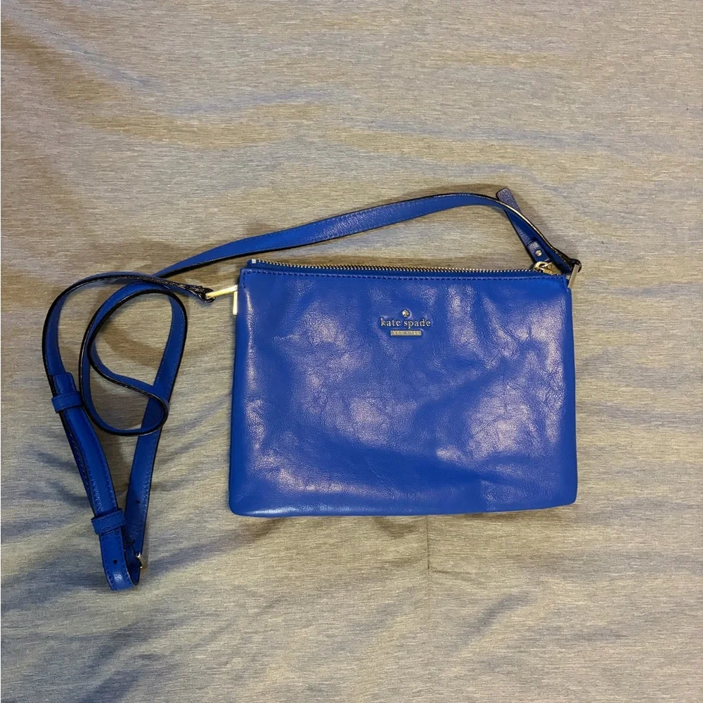 Blue Leather Kate Spade Crossbody Purse - Picture 2 of 5